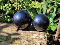 Polished Black Tourmaline Spheres x 3 From Madagascar
