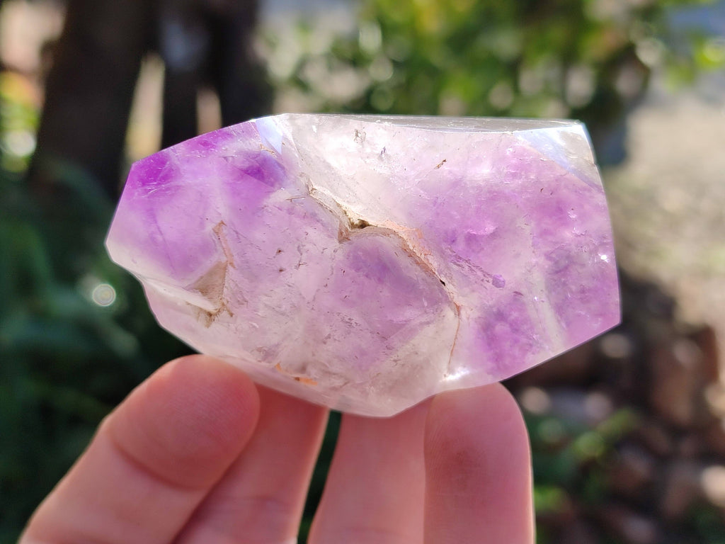 Polished Smokey Window Amethyst Quartz Crystals x 6 From Akansobe, Madagascar - Toprock Gemstones and Minerals 