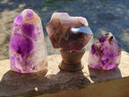 Polished Smokey Window Amethyst Quartz Crystals x 6 From Akansobe, Madagascar - Toprock Gemstones and Minerals 