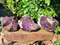 Natural Metallic Purpurite Cobbed Specimens x 3 From Erongo, Namibia