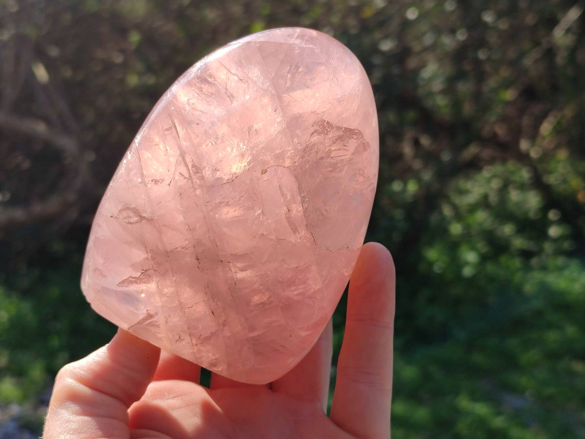 Polished Rose Quartz Standing Free Forms x 2 Madagascar - Toprock Gemstones and Minerals 