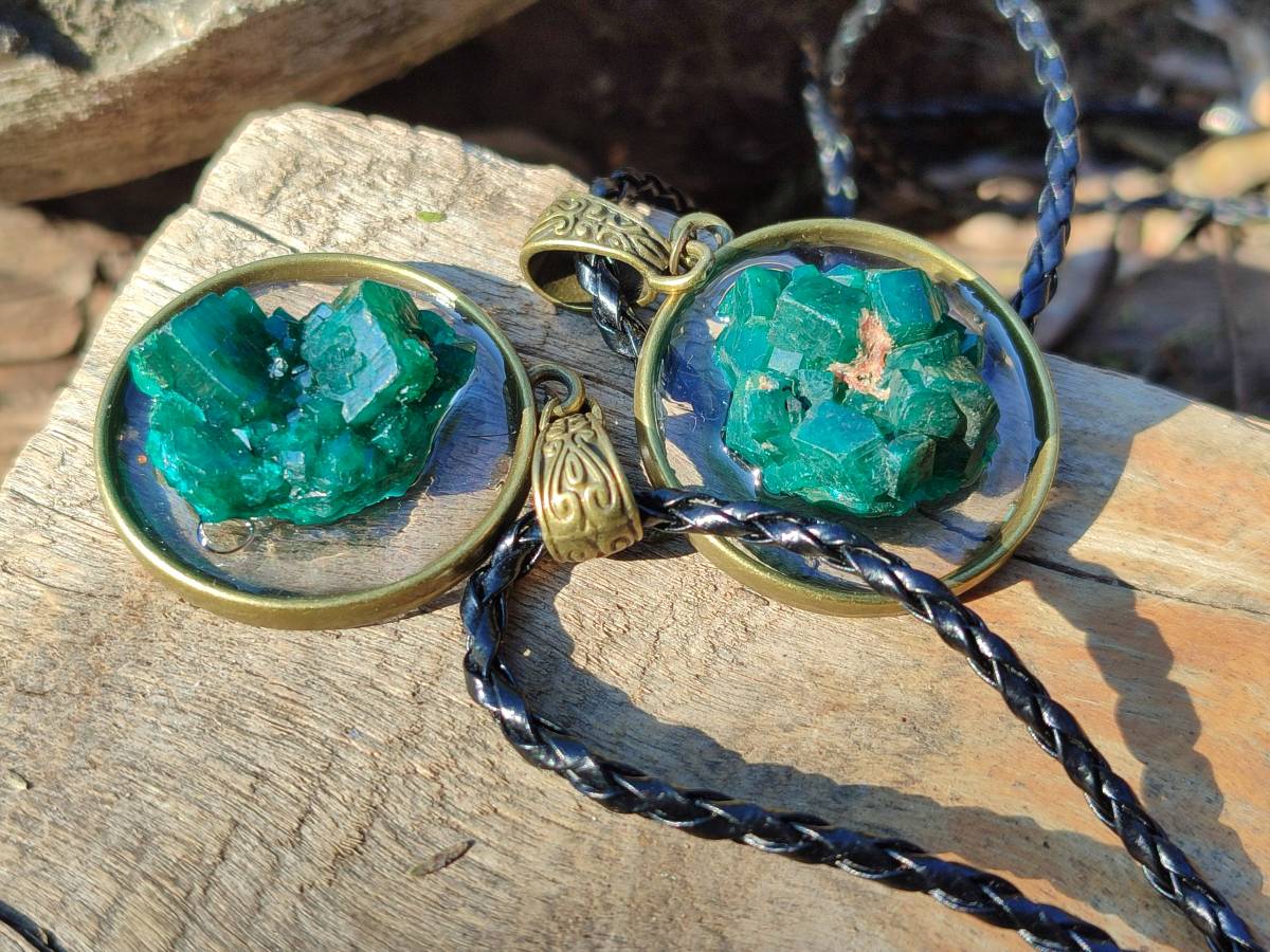 Hand Made Specially Selected Dioptase Pendants - Sold Per Item - From South Africa - Toprock Gemstones and Minerals 