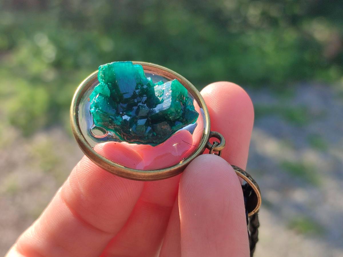 Hand Made Specially Selected Dioptase Pendants - Sold Per Item - From South Africa - Toprock Gemstones and Minerals 