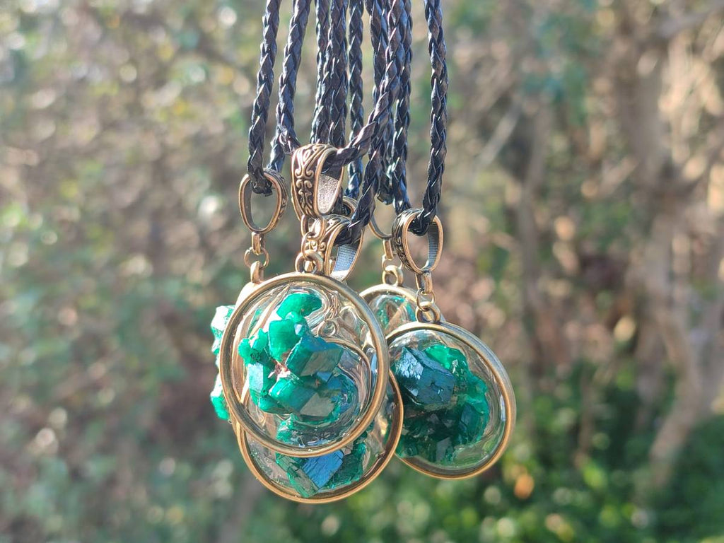 Hand Made Specially Selected Dioptase Pendants - Sold Per Item - From South Africa - Toprock Gemstones and Minerals 