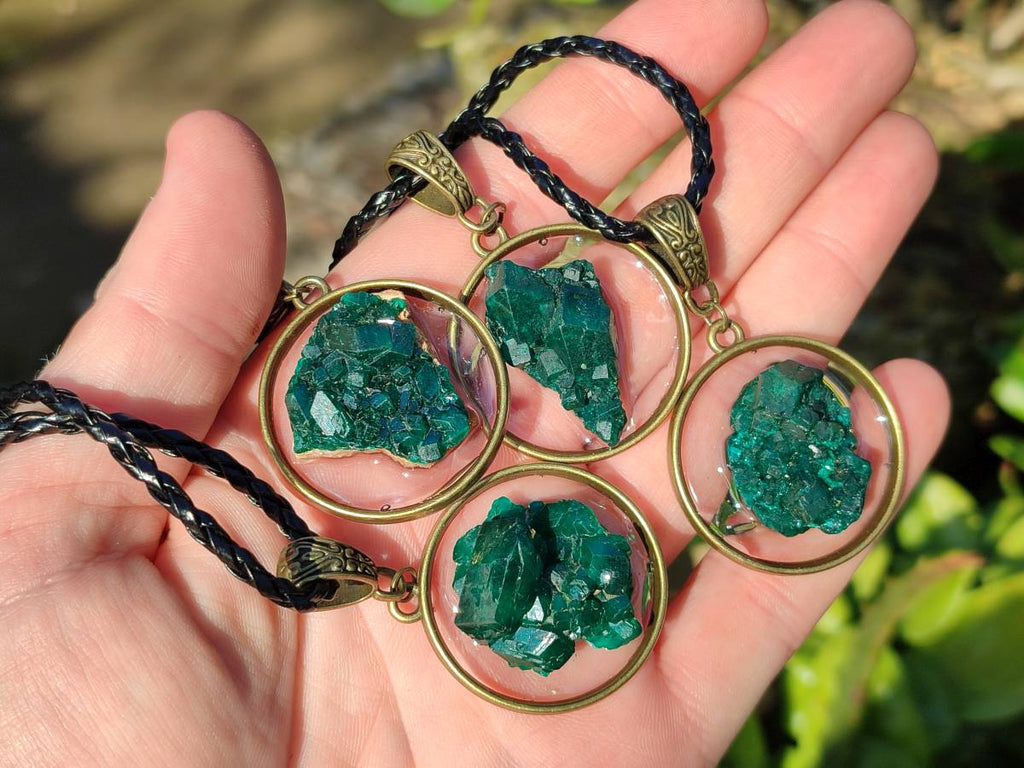 Hand Made Specially Selected Dioptase Pendants - Sold Per Item - From South Africa - Toprock Gemstones and Minerals 