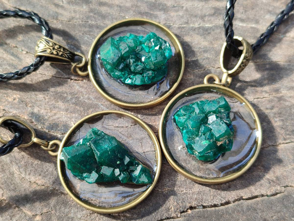 Hand Made Specially Selected Dioptase Pendants - Sold Per Item - From South Africa - Toprock Gemstones and Minerals 