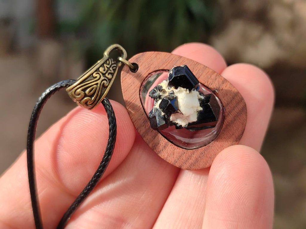 Hand Made Specially Selected Schorl Pendants - Sold Per Item - From South Africa - Toprock Gemstones and Minerals 