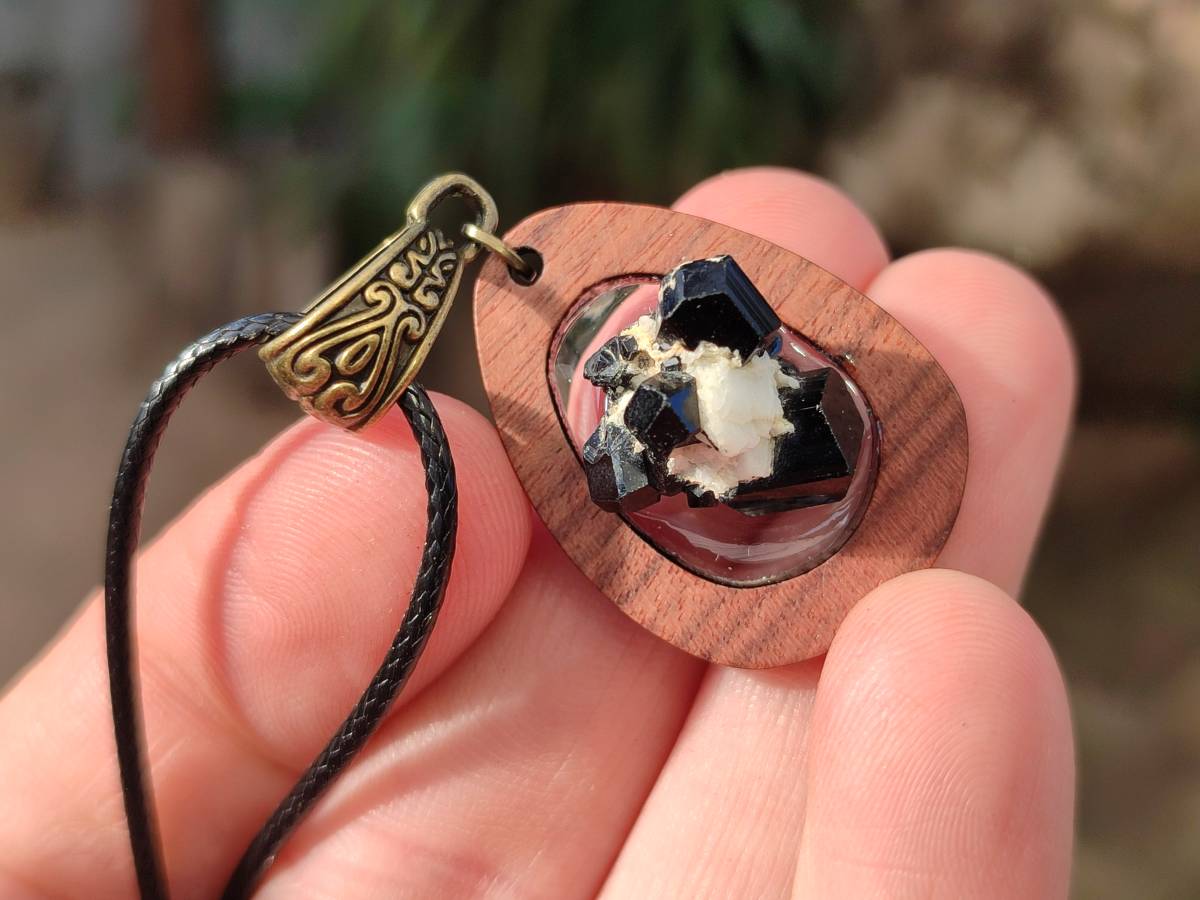 Hand Made Specially Selected Schorl Pendants - Sold Per Item - From South Africa - Toprock Gemstones and Minerals 