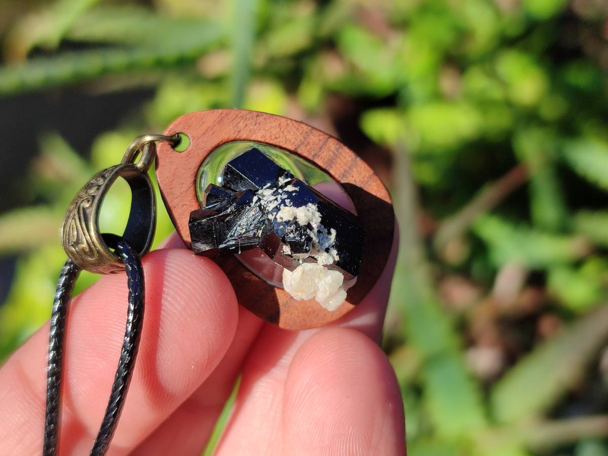 Hand Made Specially Selected Schorl Pendants - Sold Per Item - From South Africa - Toprock Gemstones and Minerals 