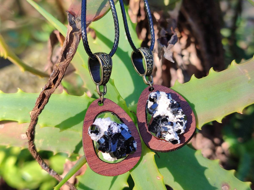 Hand Made Specially Selected Schorl Pendants - Sold Per Item - From South Africa - Toprock Gemstones and Minerals 