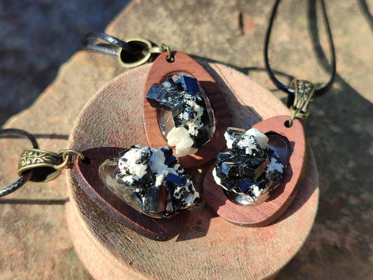 Hand Made Specially Selected Schorl Pendants - Sold Per Item - From South Africa - Toprock Gemstones and Minerals 
