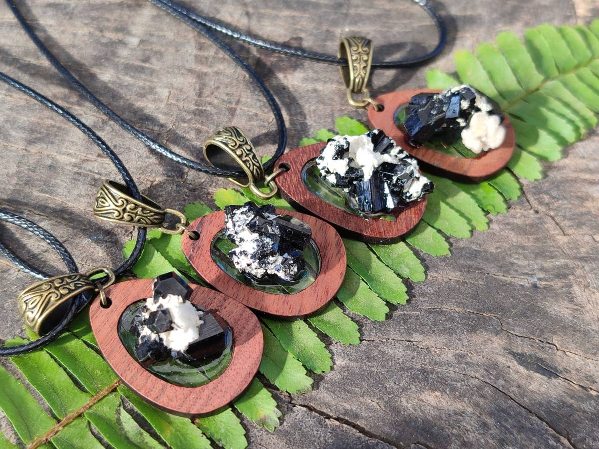 Hand Made Specially Selected Schorl Pendants - Sold Per Item - From South Africa - Toprock Gemstones and Minerals 