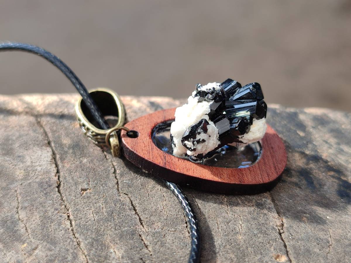 Hand Made Specially Selected Schorl Pendants - Sold Per Item - From South Africa - Toprock Gemstones and Minerals 