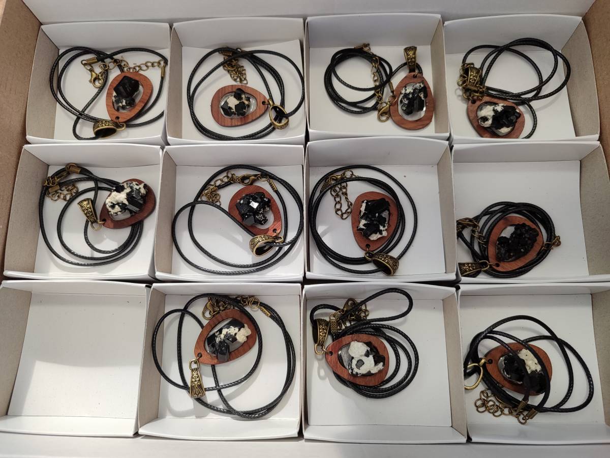 Hand Made Specially Selected Schorl Pendants - Sold Per Item - From South Africa - Toprock Gemstones and Minerals 