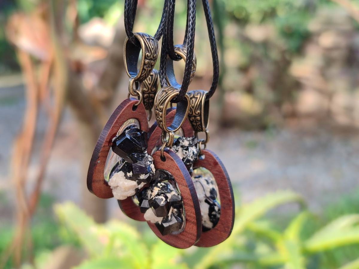 Hand Made Specially Selected Schorl Pendants - Sold Per Item - From South Africa - Toprock Gemstones and Minerals 