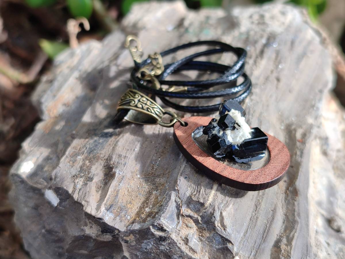 Hand Made Specially Selected Schorl Pendants - Sold Per Item - From South Africa - Toprock Gemstones and Minerals 