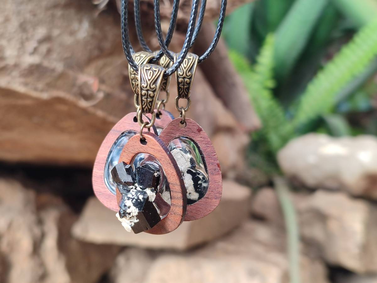 Hand Made Specially Selected Schorl Pendants - Sold Per Item - From South Africa - Toprock Gemstones and Minerals 