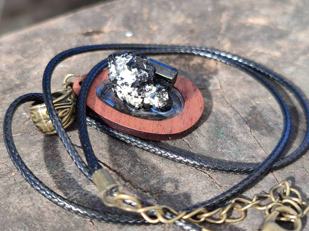 Hand Made Specially Selected Schorl Pendants - Sold Per Item - From South Africa - Toprock Gemstones and Minerals 