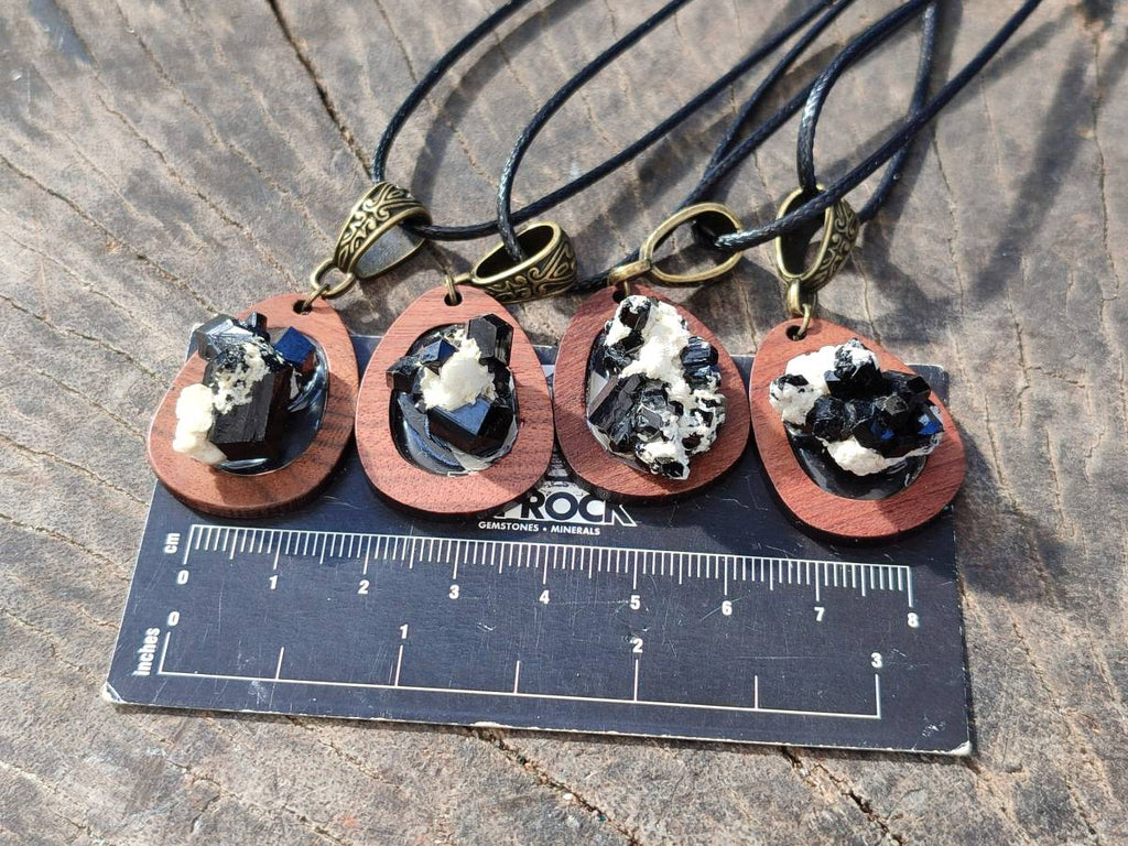 Hand Made Specially Selected Schorl Pendants - Sold Per Item - From South Africa - Toprock Gemstones and Minerals 