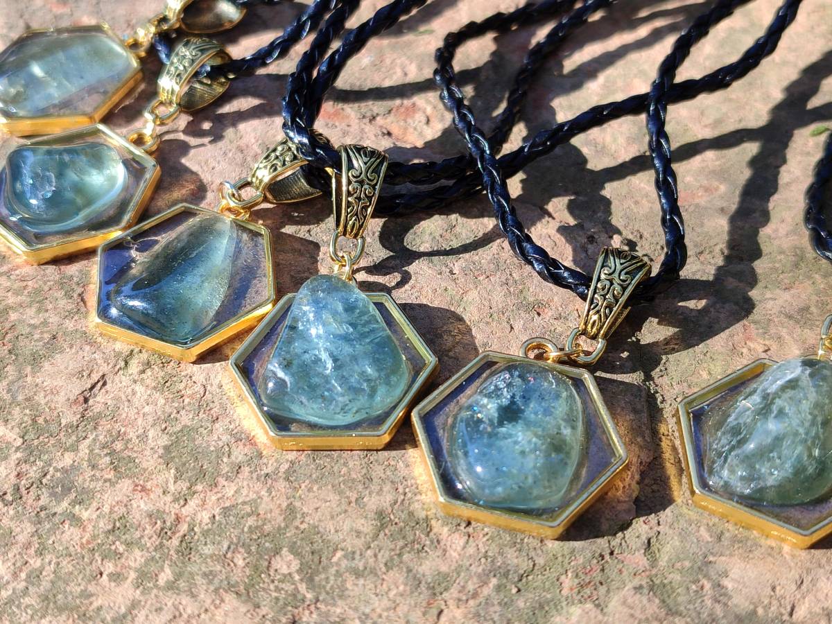 Hand Made Specially Selected Aquamarine Pendants - Sold Per Item - From South Africa - Toprock Gemstones and Minerals 