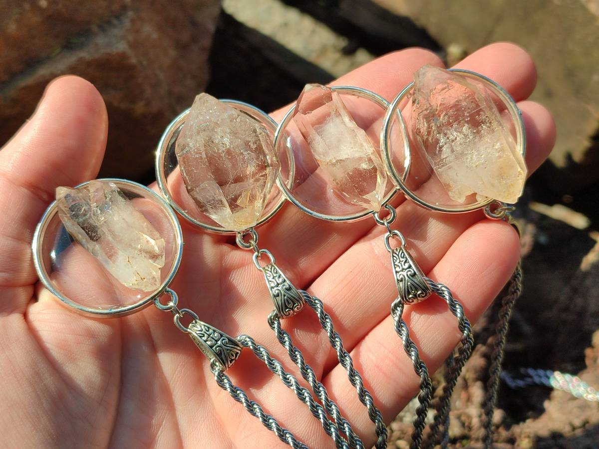 Hand Made Specially Selected Brandberg Quartz Pendants - Sold Per Item - From South Africa - Toprock Gemstones and Minerals 