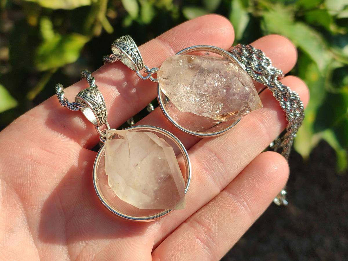 Hand Made Specially Selected Brandberg Quartz Pendants - Sold Per Item - From South Africa - Toprock Gemstones and Minerals 