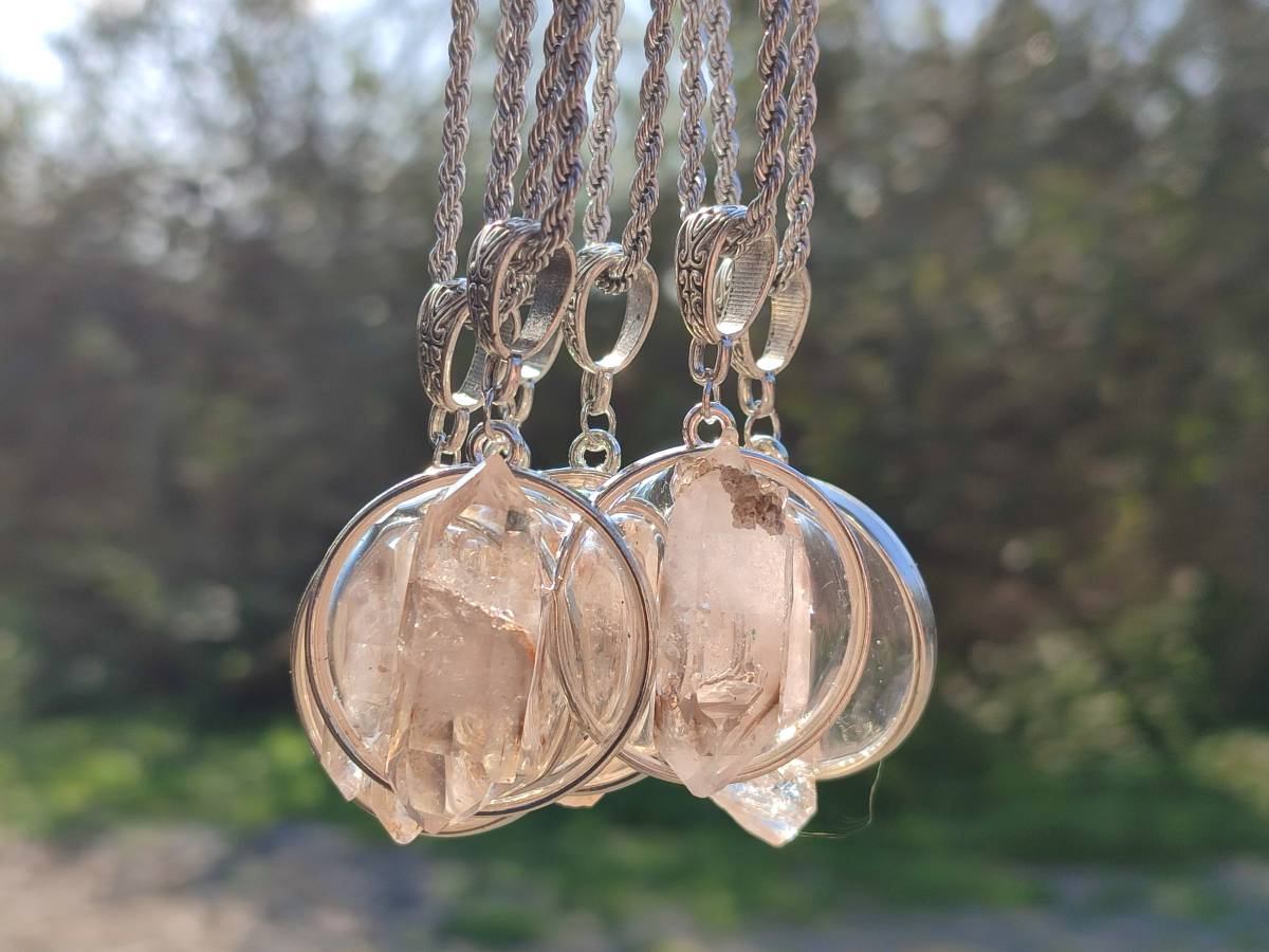 Hand Made Specially Selected Brandberg Quartz Pendants - Sold Per Item - From South Africa - Toprock Gemstones and Minerals 