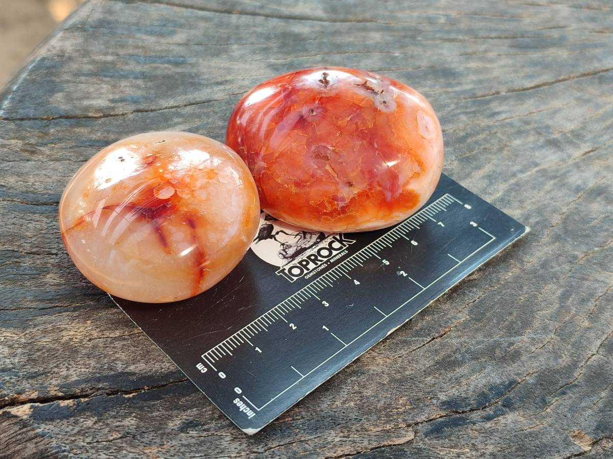 Polished Carnelian Agate Palm Stones x 20 From Madagascar - Toprock Gemstones and Minerals 