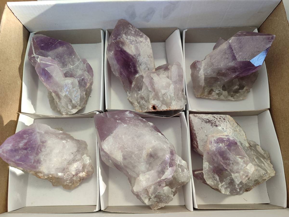 Natural Jacaranda Amethyst Quartz Crystals x 6 From Mumbwa, Zambia - Toprock Gemstones and Minerals 