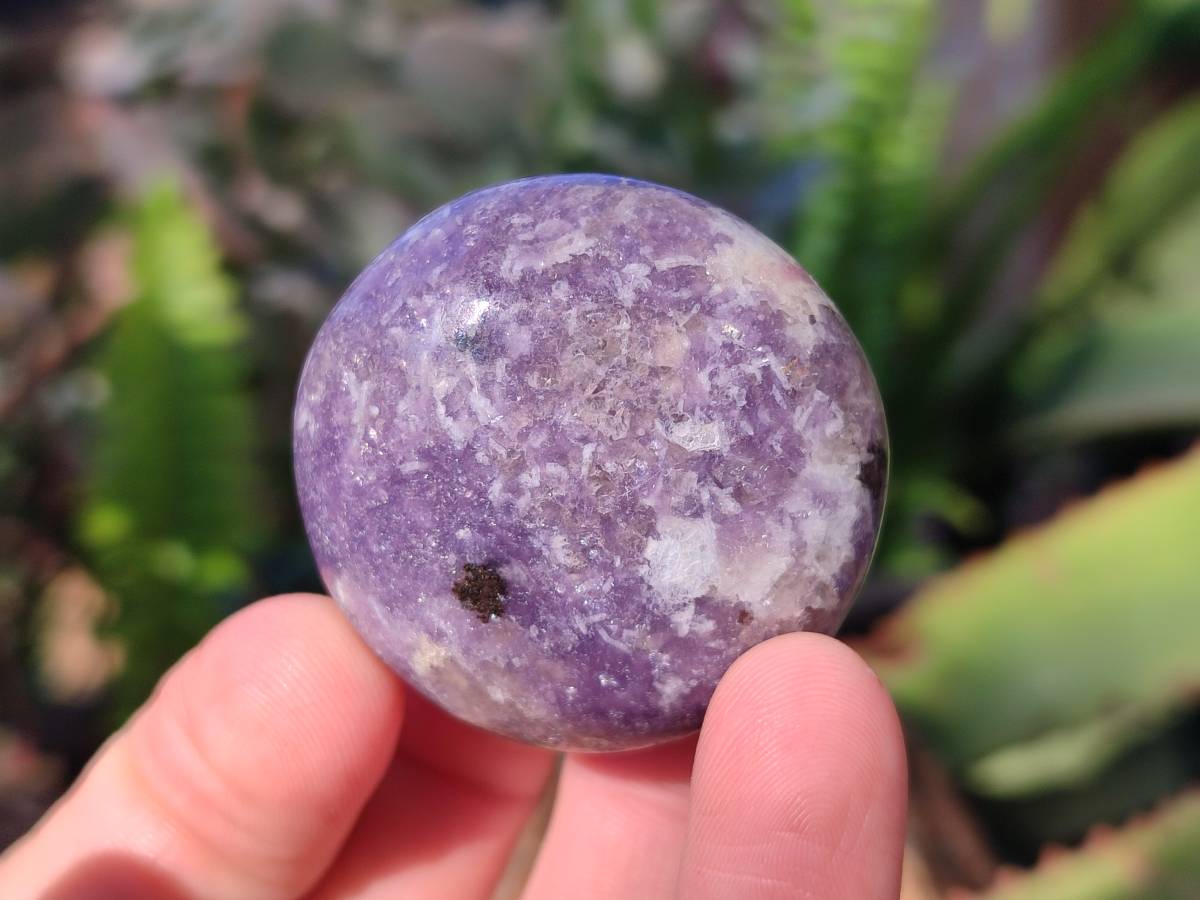 Polished Lepidolite with Pink Rubellite Palm Stones x 20 From Ambatondrazaka, Madagascar - Toprock Gemstones and Minerals 