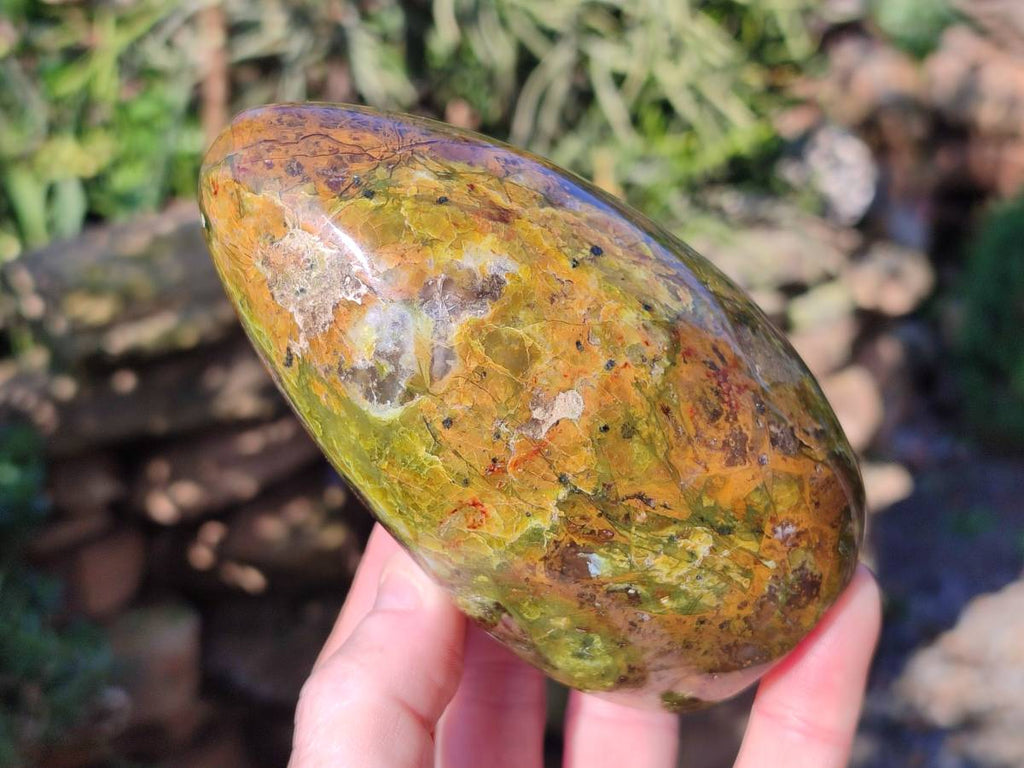 Polished Green Opal Standing Free Forms x 3 From Betroka, Madagascar - Toprock Gemstones and Minerals 