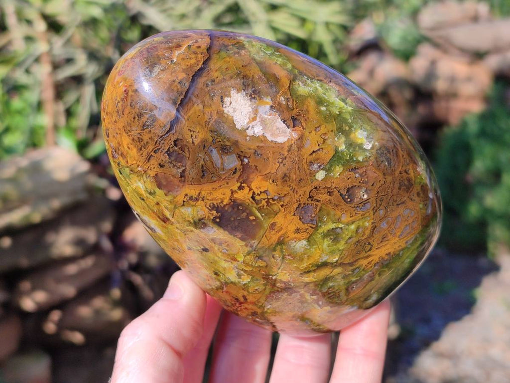 Polished Green Opal Standing Free Forms x 3 From Betroka, Madagascar - Toprock Gemstones and Minerals 