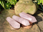 Polished Double Terminated Rose Quartz Points x 6 Madagascar - Toprock Gemstones and Minerals 