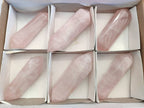 Polished Double Terminated Rose Quartz Points x 6 Madagascar - Toprock Gemstones and Minerals 