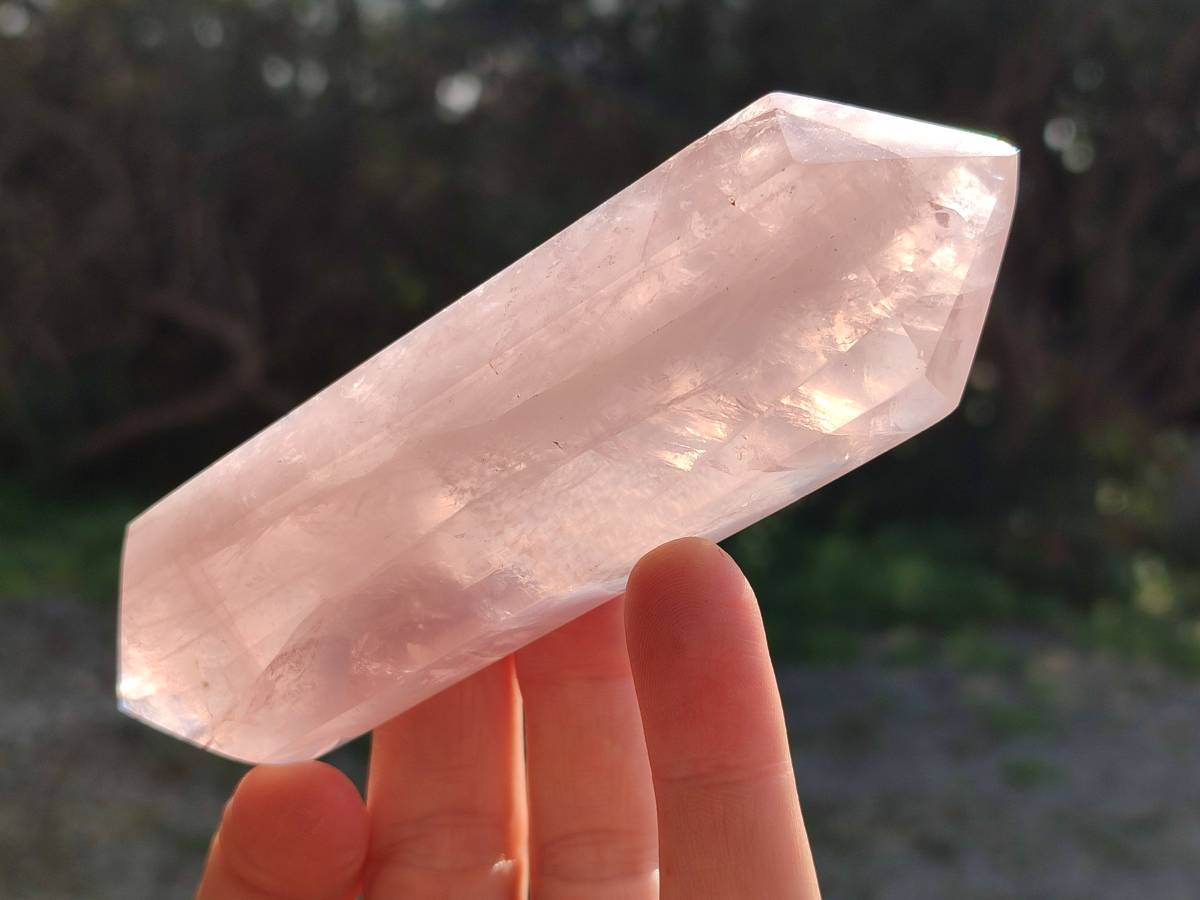 Polished Double Terminated Rose Quartz Points x 6 Madagascar - Toprock Gemstones and Minerals 