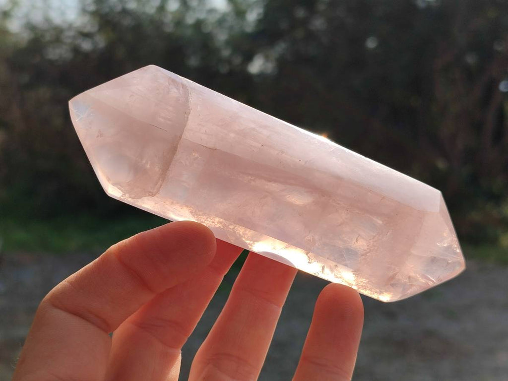 Polished Double Terminated Rose Quartz Points x 6 Madagascar - Toprock Gemstones and Minerals 