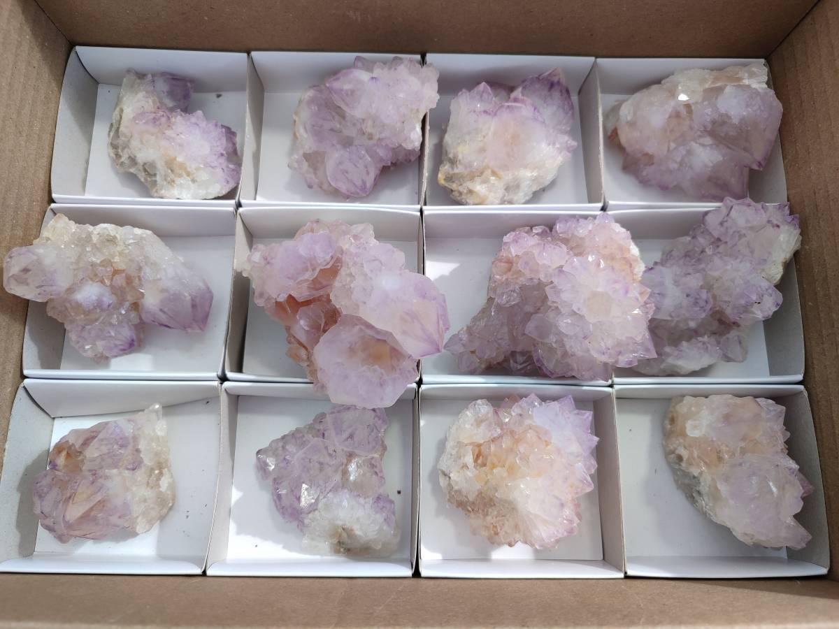 Natural Amethyst Spirit Quartz Clusters x 12 From Boekenhouthoek, South Africa - Toprock Gemstones and Minerals 