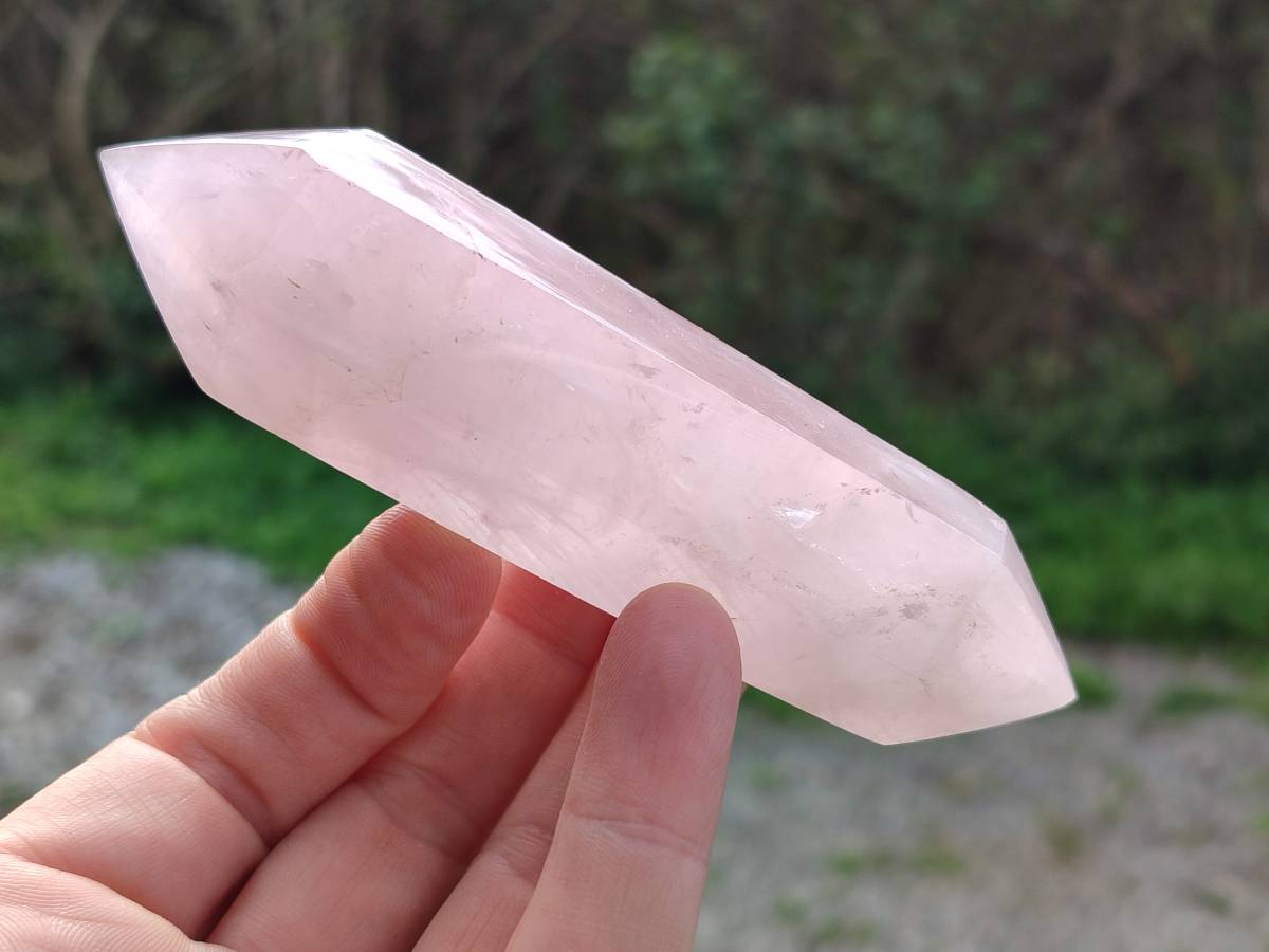 Polished Double Terminated Rose Quartz Points x 6 Madagascar - Toprock Gemstones and Minerals 