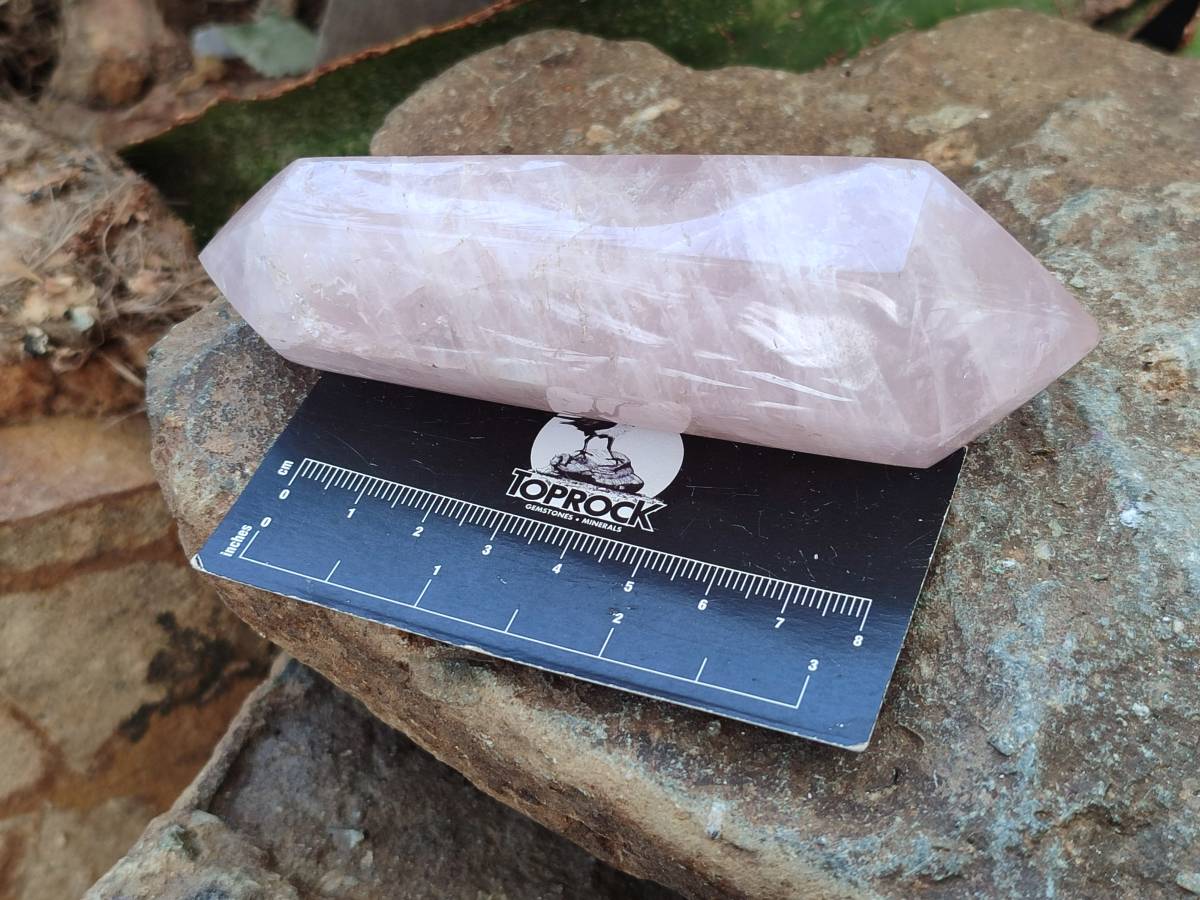 Polished Double Terminated Rose Quartz Points x 6 Madagascar - Toprock Gemstones and Minerals 