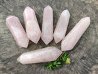 Polished Double Terminated Rose Quartz Points x 6 Madagascar - Toprock Gemstones and Minerals 