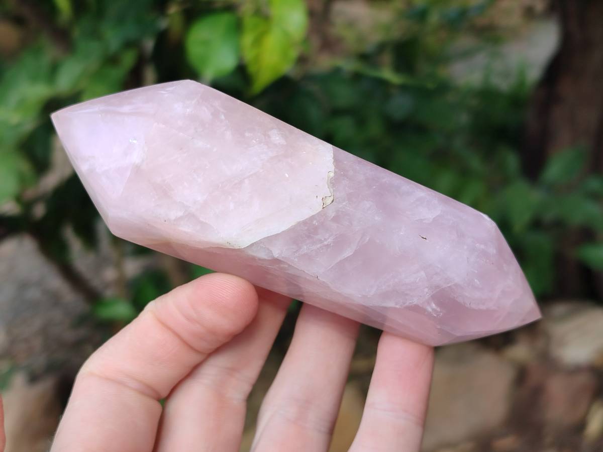 Polished Double Terminated Rose Quartz Points x 6 Madagascar - Toprock Gemstones and Minerals 