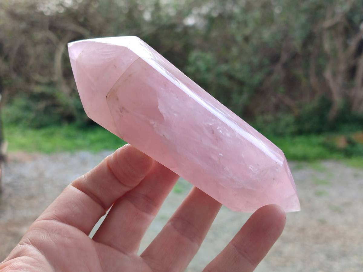 Polished Double Terminated Rose Quartz Points x 6 Madagascar - Toprock Gemstones and Minerals 