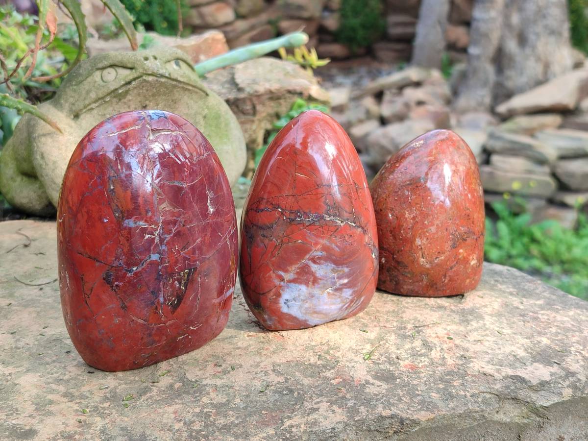 Polished Red Jasper Standing Free Forms x 4 From Madagascar - Toprock Gemstones and Minerals 