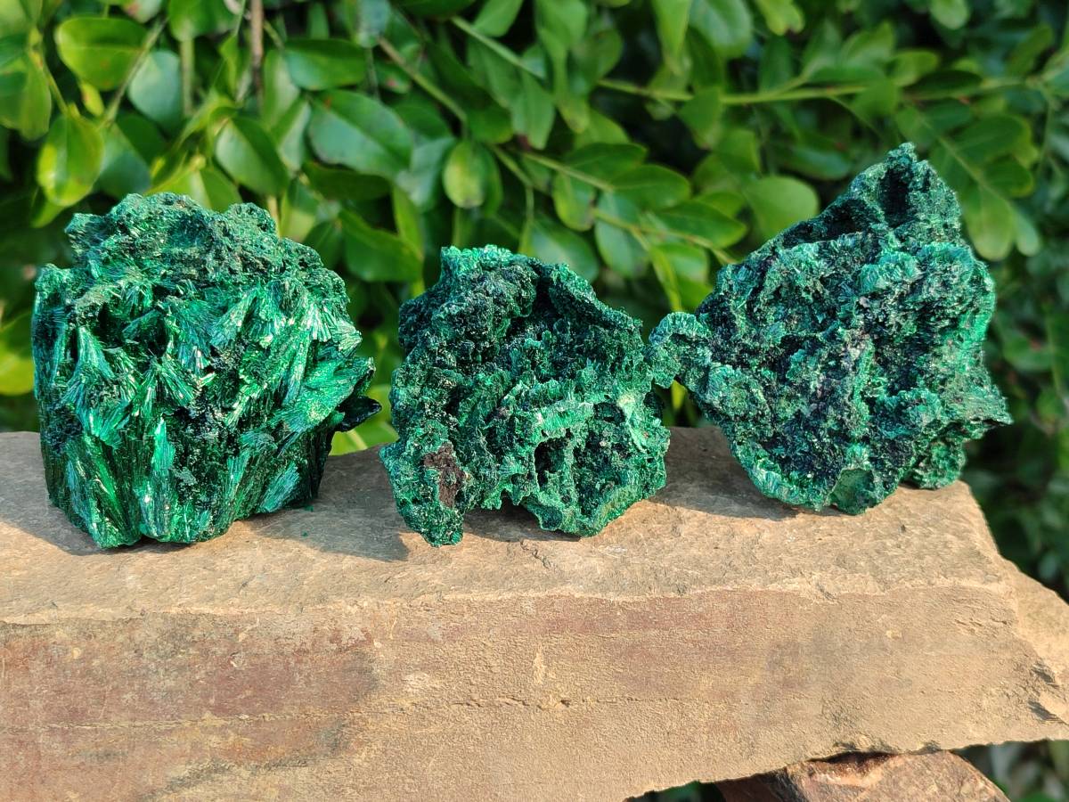 Natural Silky Malachite Specimens x 6 From Kasompe, Congo - Toprock Gemstones and Minerals 