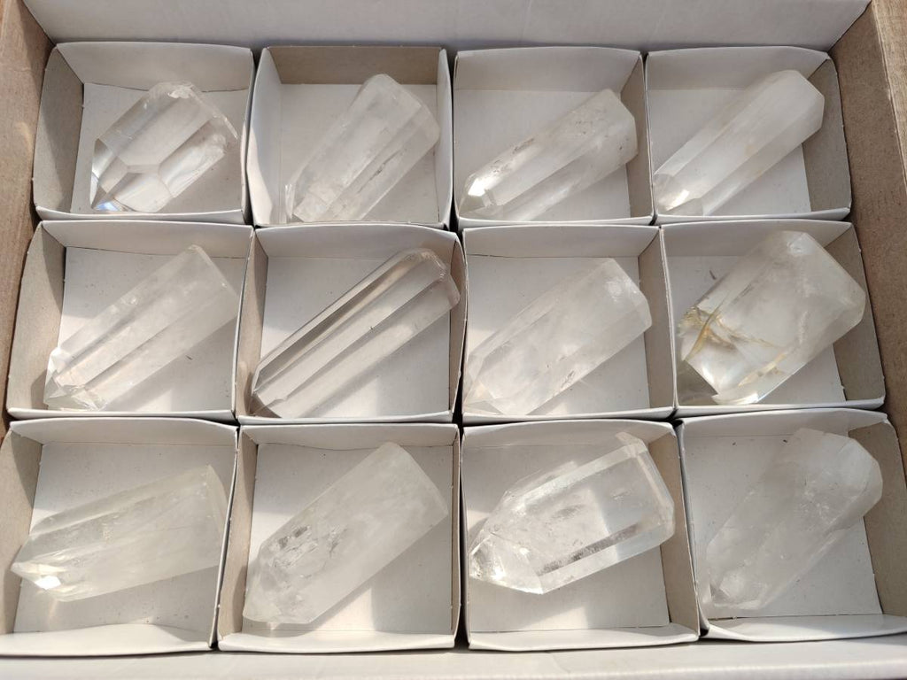 Polished Clear Quartz Crystals x 12 From Madagascar - Toprock Gemstones and Minerals 