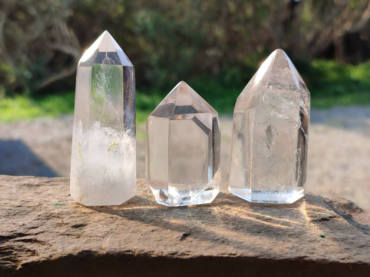 Polished Clear Quartz Crystals x 12 From Madagascar - Toprock Gemstones and Minerals 