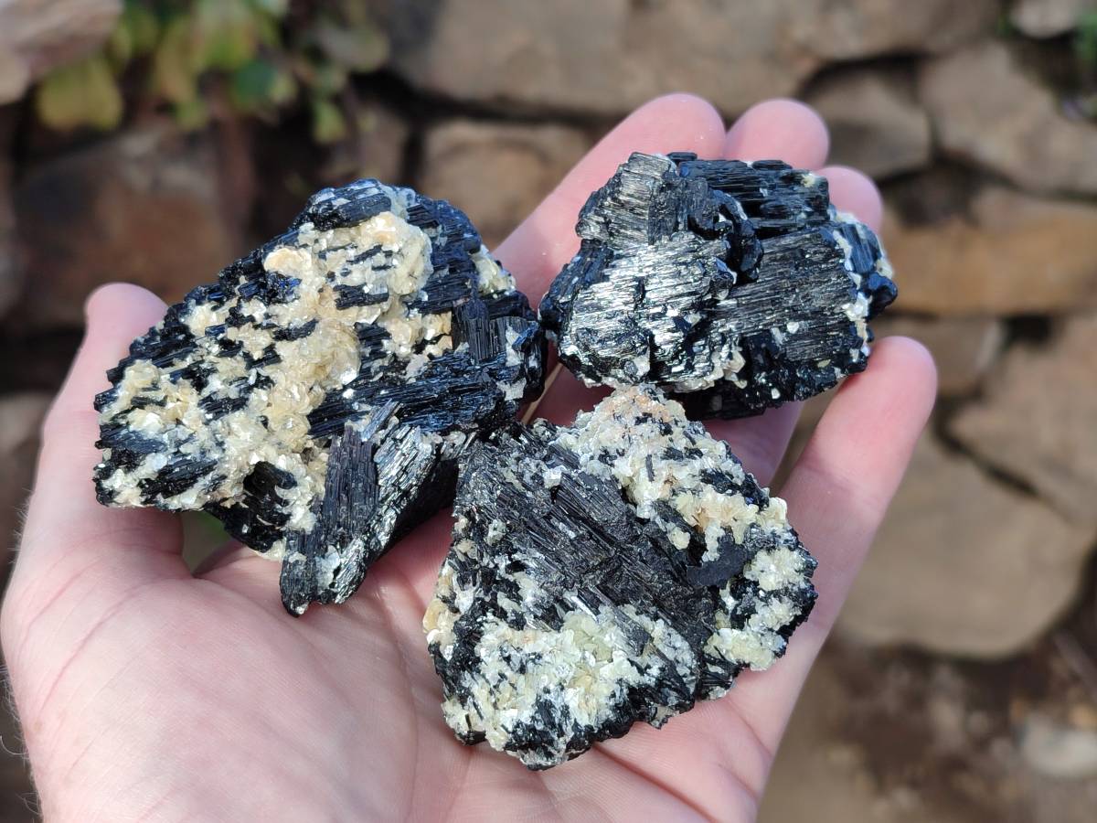 Natural Schorl Black Tourmaline and Feldspar Specimens x 12 From Namibia - Toprock Gemstones and Minerals 