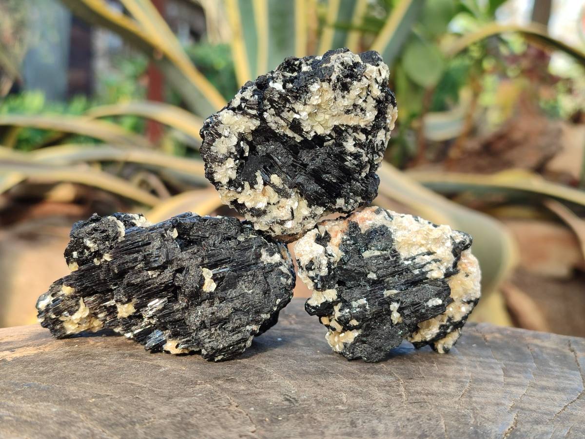 Natural Schorl Black Tourmaline and Feldspar Specimens x 12 From Namibia - Toprock Gemstones and Minerals 