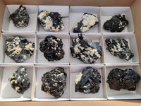 Natural Schorl Black Tourmaline and Feldspar Specimens x 12 From Namibia