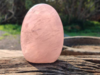 Polished Rose Quartz Standing Free Forms x 3 Madagascar - Toprock Gemstones and Minerals 